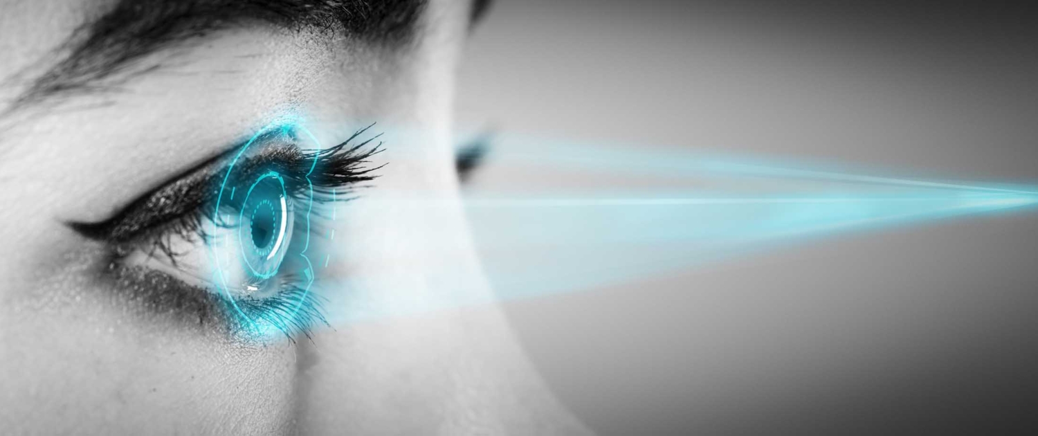Afbeelding die irisscan laat zien ter illustratie van een biometrische scan.
