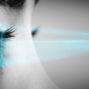 Afbeelding die irisscan laat zien ter illustratie van een biometrische scan.
